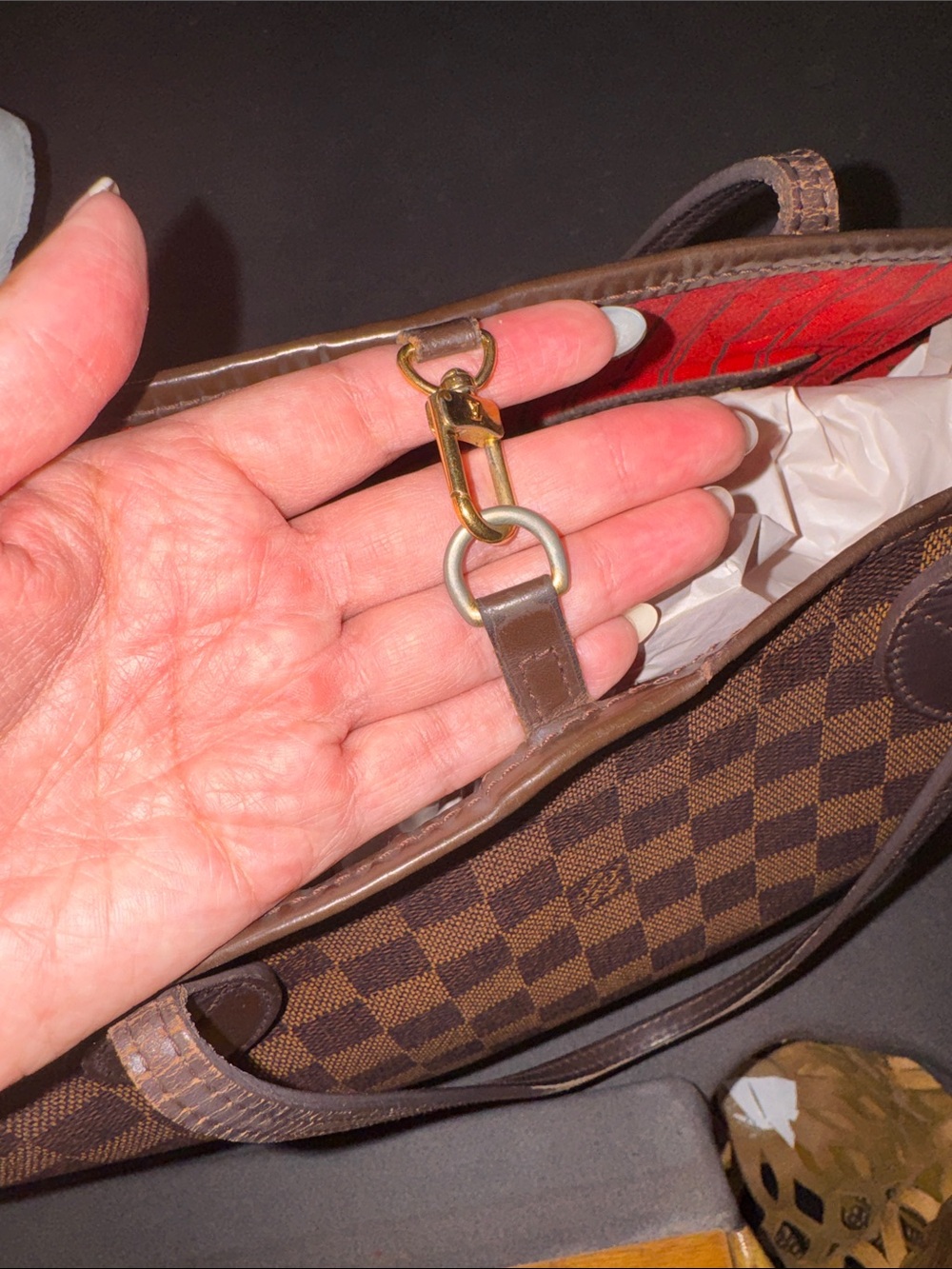 Lv Nevwrfull Mm Brown Checkered Tote Bag - Picture 8 of 16
